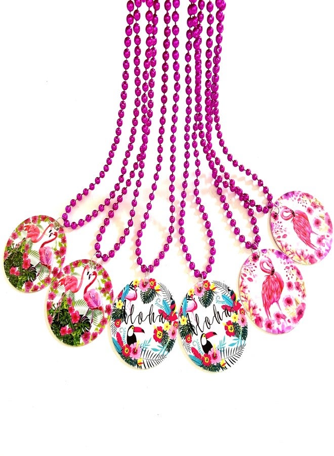 GZYSSL 12 Pcs Flamingo Bead Necklaces Party Supplies Hawaiian Flamingo Birthday Bachelorette Wedding Party Beads Decorations - Image 1